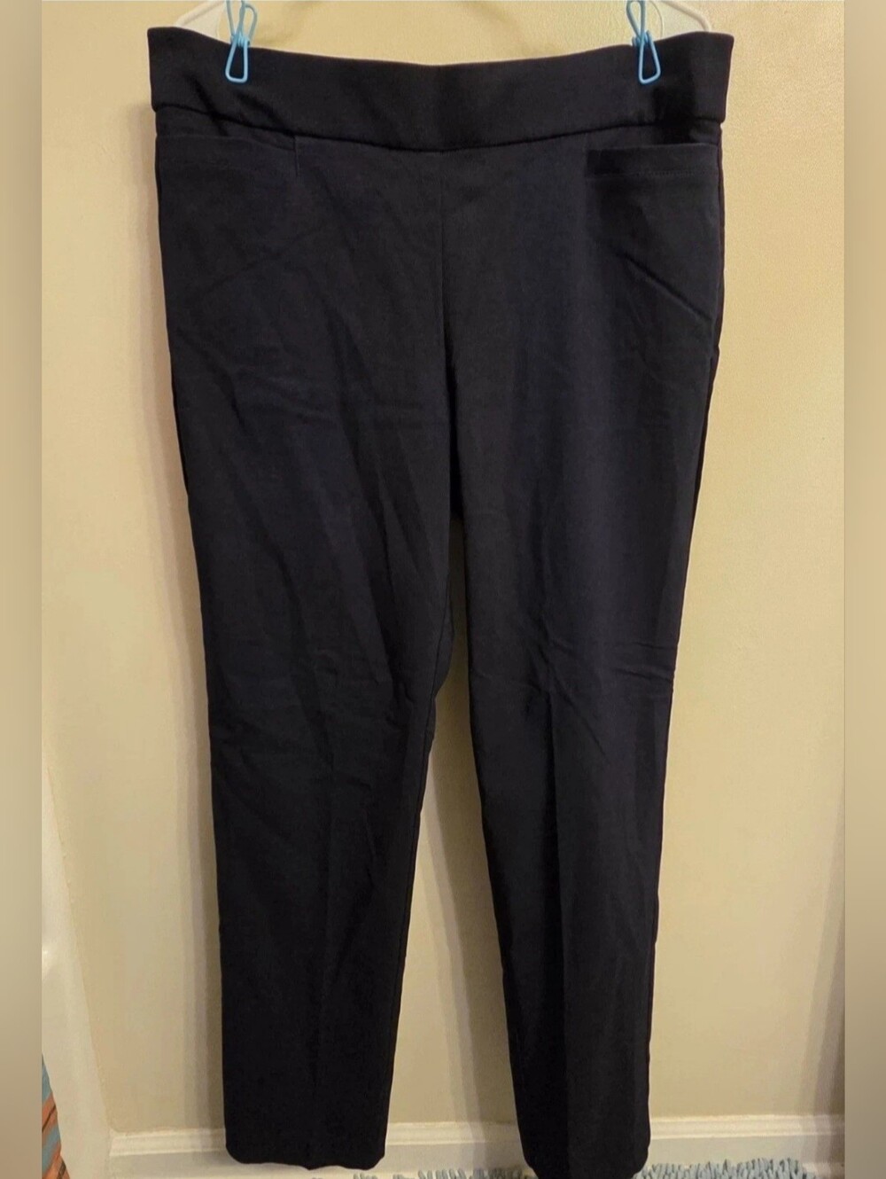 Coral Bay Women's Navy Blue Pull-On Dress Pants 12 Tummy Control Work Slacks